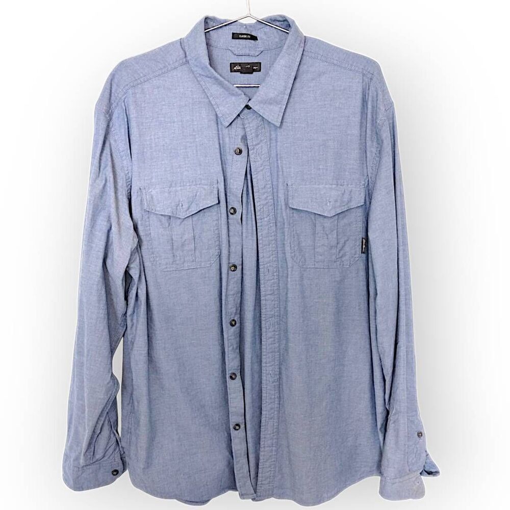 Eddie Bauer Mens Blue Oxford Long‎ Sleeves Sz XL Classicore Preppy Long Sleeves